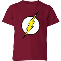 Justice League Flash Logo Kids' T-Shirt - Burgundy - 5-6 Jahre von Justice League