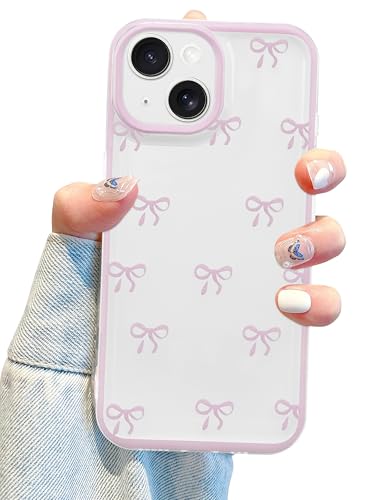 Jusy Kompatibel mit iPhone 15 Hülle,Süße Klar Rosa Schleifenmuster Schöne Weiche TPU Telefonhülle Vollständiger Kameraschutz Handyhülle für Frauen Mädchen - Rosa Jusy Kompatibel mit iPhone 15 Hülle,Süße Klar Rosa Schleifenmuster Schöne Weiche TPU Telefonhülle Vollständiger Kameraschutz Handyhülle für Frauen Mädchen - Rosa von Jusy