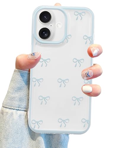Jusy Kompatibel mit iPhone 16 Hülle,Süße Klar Rosa Schleifenmuster Schöne Weiche TPU Telefonhülle Vollständiger Kameraschutz Handyhülle für Frauen Mädchen - Blau Jusy Kompatibel mit iPhone 16 Hülle,Süße Klar Rosa Schleifenmuster Schöne Weiche TPU Telefonhülle Vollständiger Kameraschutz Handyhülle für Frauen Mädchen - Blau von Jusy