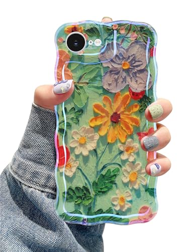 Jusy Kompatibel mit iPhone 16e, buntes Retro-Ölgemälde, Blume, Laser, glänzendes Muster, niedlich, gelockt, weiche TPU-Schutzhülle für Mädchen, Grün / Gelb Jusy Kompatibel mit iPhone 16e, buntes Retro-Ölgemälde, Blume, Laser, glänzendes Muster, niedlich, gelockt, weiche TPU-Schutzhülle für Mädchen, Grün / Gelb von Jusy