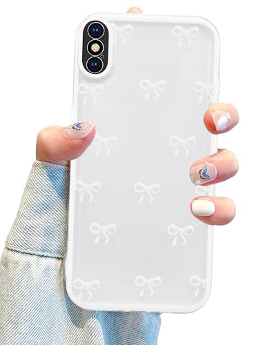 Jusy Kompatibel mit iPhone X/XS Schleifen-Handyhülle, niedliches klares Schleifenmuster, ästhetisch, weiches TPU, transparent, Schutzhülle für Damen, Weiß Jusy Kompatibel mit iPhone X/XS Schleifen-Handyhülle, niedliches klares Schleifenmuster, ästhetisch, weiches TPU, transparent, Schutzhülle für Damen, Weiß von Jusy