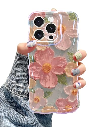 Jusy Schutzhülle für iPhone 14 Pro, buntes Retro-Ölgemälde, Blume, Laserdruck, Blau, glänzendes Muster, niedlich, lockige Wellen, weiche TPU-Schutzhülle für Mädchen, Grün Jusy Schutzhülle für iPhone 14 Pro, buntes Retro-Ölgemälde, Blume, Laserdruck, Blau, glänzendes Muster, niedlich, lockige Wellen, weiche TPU-Schutzhülle für Mädchen, Grün von Jusy