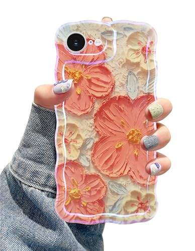Jusy Schutzhülle für iPhone 16e, buntes Retro-Ölgemälde, Blume, Laser, glänzendes Muster, niedlich, lockig, weiche TPU-Schutzhülle für Mädchen, Orange / Weiß Jusy Schutzhülle für iPhone 16e, buntes Retro-Ölgemälde, Blume, Laser, glänzendes Muster, niedlich, lockig, weiche TPU-Schutzhülle für Mädchen, Orange / Weiß von Jusy