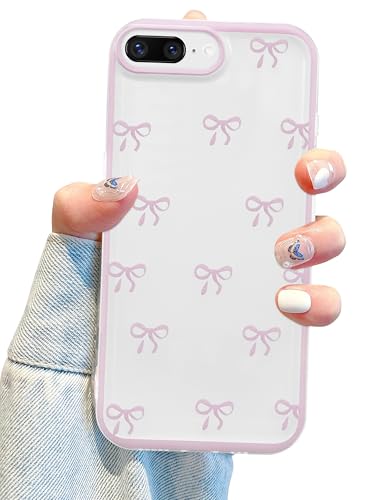 Jusy Schutzhülle für iPhone 7 Plus/8 Plus, Schleife, niedliches transparentes Schleifenmuster, ästhetisch, weiches TPU, transparent, für Damen, Rosa Jusy Schutzhülle für iPhone 7 Plus/8 Plus, Schleife, niedliches transparentes Schleifenmuster, ästhetisch, weiches TPU, transparent, für Damen, Rosa von Jusy