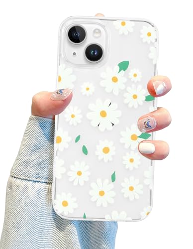 Jusy Transparente Schutzhülle für iPhone 15, für Damen, niedliches Blumendesign, weiches TPU, stoßfest, grüne Blätter Jusy Transparente Schutzhülle für iPhone 15, für Damen, niedliches Blumendesign, weiches TPU, stoßfest, grüne Blätter von Jusy