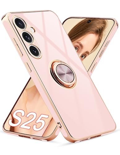 Jusy für Samsung Galaxy S25 5G Hülle mit 360° Drehring und Magnetständer,Handyhülle Samsung Galaxy S25 mit Luxuriösem Glanz-Finish und Elektroplattierung,Rosa/Gold Jusy für Samsung Galaxy S25 5G Hülle mit 360° Drehring und Magnetständer,Handyhülle Samsung Galaxy S25 mit Luxuriösem Glanz-Finish und Elektroplattierung,Rosa/Gold von Jusy