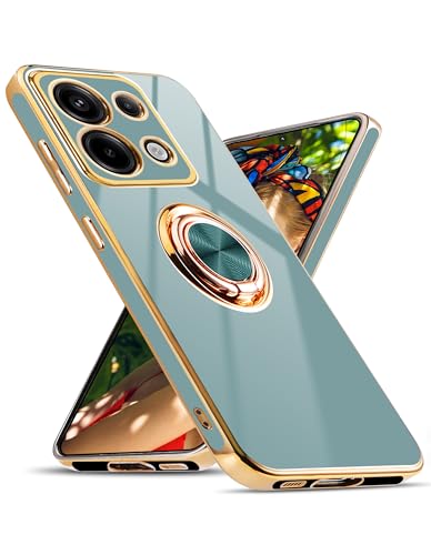 Jusy Hülle für Xiaomi Redmi Note 13 Pro 5G / Poco X6 (Nicht für Note 13 Pro 4G), mit 360° Drehring, Magnetständer - Stoßfestes Gehäuse mit luxuriösem Glanz-Finish und Elektroplattierung, Grau/Gold Jusy Hülle für Xiaomi Redmi Note 13 Pro 5G / Poco X6 (Nicht für Note 13 Pro 4G), mit 360° Drehring, Magnetständer - Stoßfestes Gehäuse mit luxuriösem Glanz-Finish und Elektroplattierung, Grau/Gold von Jusy