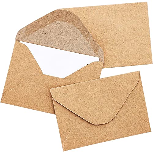 100 Mini-Kraftpapier-Briefumschläge von Juvale – Mit Spitzer Klappe - Ideal für Geldgeschenke, Geschenkkarten/Gift Card, Visitenkarten, Dankeskarten – 10,2 cm x 6,9 cm von Juvale