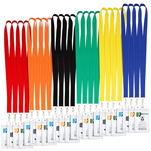 Schlüsselbänder von Juvale (Set, 24 Stück) - Inklusive PVC-Ausweishalter für Ausweise, Schlüsselkarten, Namensschilder - Perfekt für Messen, Seminare, Kongresse - 6 Farben von Juvale