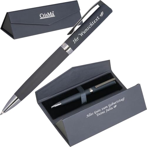 Juwelier Schönschmied CrisMa Kugelschreiber aus gummierter Oberfläche mit Gravur | Edelstahl, Messing | in schwarzemn Etui inkl. Wunschgravur | blau schreibende Großraummine | mattes Design Juwelier Schönschmied CrisMa Kugelschreiber aus gummierter Oberfläche mit Gravur | Edelstahl, Messing | in schwarzemn Etui inkl. Wunschgravur | blau schreibende Großraummine | mattes Design von Juwelier Schönschmied