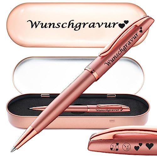 Juwelier Schönschmied PeIikan Kugelschreiber mit Gravur als Geschenk | inkl. Etui mit Wunschgravur (Platz für 10 Stifte) | Jazz Noble Elegance Pink Rose | Gravur Symbole von Juwelier Schönschmied