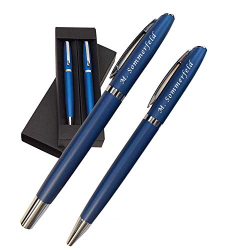 Juwelier Schönschmied - Schreibset mit Gravur als Geschenk mit Wunschsymbolen Stift mit Gravur mit Geschenk-Etui - Drehkugelschreiber & Rollerball (schwarzschreibend) Schreibset 8 PS8 von Juwelier Schönschmied