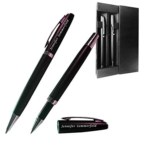 Juwelier Schönschmied - Schreibset mit Gravur & Wunschsymbolen Stift mit Gravur Inklusive Geschenk-Etui - Drehkugelschreiber & Rollerball (schwarzschreibend) Schreibset 2 PS2 von Juwelier Schönschmied