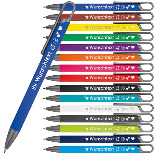 Kugelschreiber mit Wunschgravur | recyceltes Aluminium | Blau schreibende Semi Gel Mine | Personalisierte Kulis | 15 Farben | Schriftarten | Werbekugelschreiber Gravur (Blau, 10) von Juwelier Schönschmied