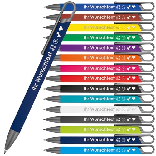 Kugelschreiber mit Wunschgravur | recyceltes Aluminium | Blau schreibende Semi Gel Mine| Personalisierte Kulis | 15 Farben | Schriftarten | Werbekugelschreiber Gravur (Dunkelblau, 10) von Juwelier Schönschmied