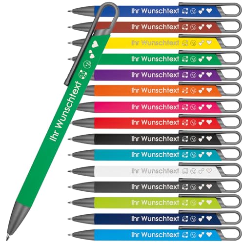 Kugelschreiber mit Wunschgravur | recyceltes Aluminium | Blau schreibende Semi Gel Mine| Personalisierte Kulis | 15 Farben | Schriftarten | Werbekugelschreiber Gravur (Grün, 25) von Juwelier Schönschmied