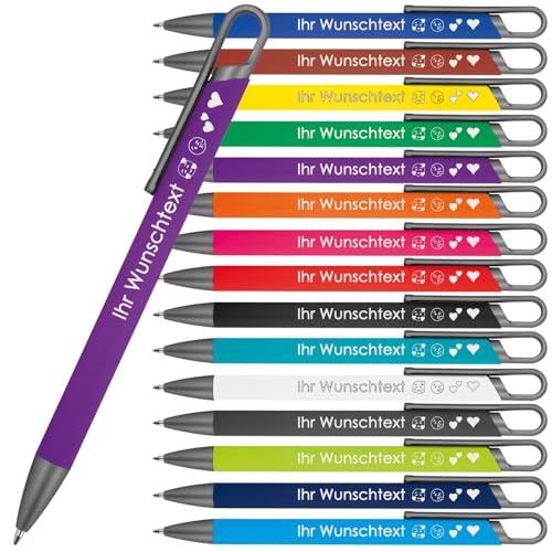 Kugelschreiber mit Wunschgravur | recyceltes Aluminium | Blau schreibende Semi Gel Mine| Personalisierte Kulis | 15 Farben | Schriftarten | Werbekugelschreiber Gravur (Lila, 100) von Juwelier Schönschmied