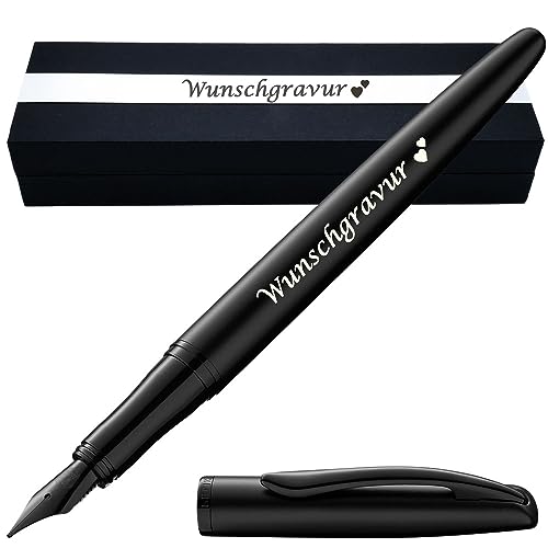 Pelikan Füllhalter Jazz® Noble Elegance mit Gravur als Geschenk | Emojis Gravur möglich | Farbe Carbon Schwarz | personalisiert mit Wunschgravur Pelikan Füller mit Gravur von Juwelier Schönschmied