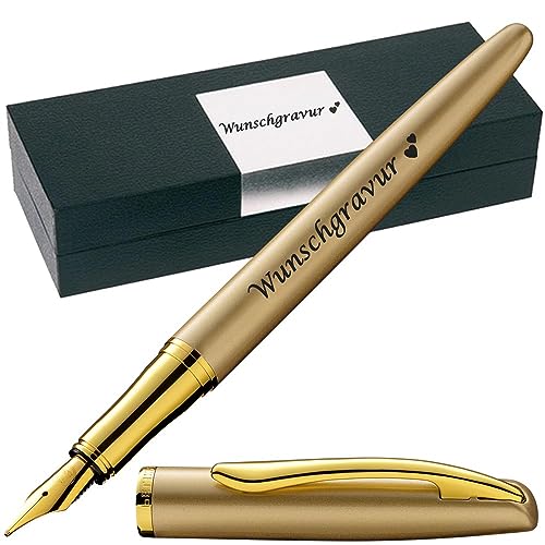 Pelikan Füllhalter Jazz® Noble Elegance mit Gravur als Geschenk | Emojis Gravur möglich | Farbe Gold | personalisiert mit Wunschgravur Pelikan Füller mit Gravur PS188 von Juwelier Schönschmied