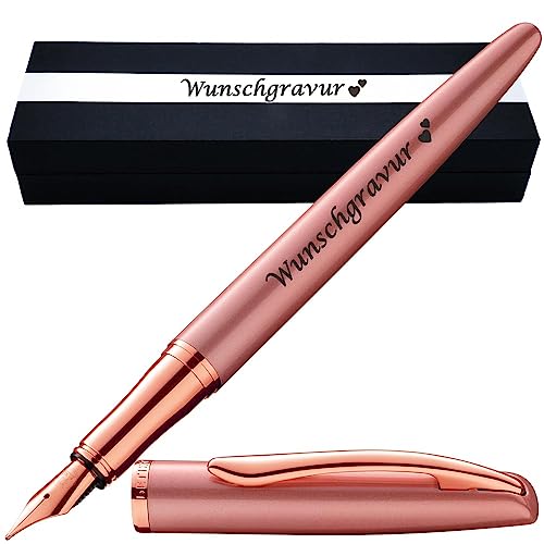 Pelikan Füllhalter Jazz® Noble Elegance mit Gravur als Geschenk | Emojis Gravur möglich | Farbe Pink Rose | personalisiert mit Wunschgravur Pelikan Füller mit Gravur PS198_OPTION_BOX_B von Juwelier Schönschmied