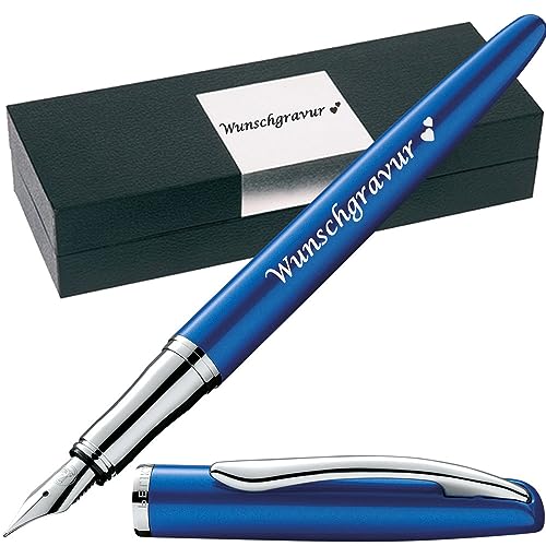 Pelikan Füllhalter Jazz® Noble Elegance mit Gravur als Geschenk | Emojis Gravur möglich | Farbe Saphire Blau | personalisiert mit Wunschgravur Pelikan Füller mit Gravur PS190 von Juwelier Schönschmied