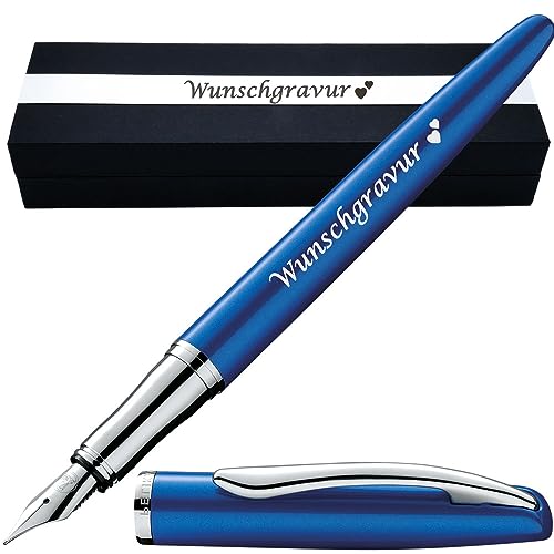 Pelikan Füllhalter Jazz® Noble Elegance mit Gravur als Geschenk | Emojis Gravur möglich | Farbe Saphire Blau | personalisiert mit Wunschgravur Pelikan Füller mit Gravur von Juwelier Schönschmied