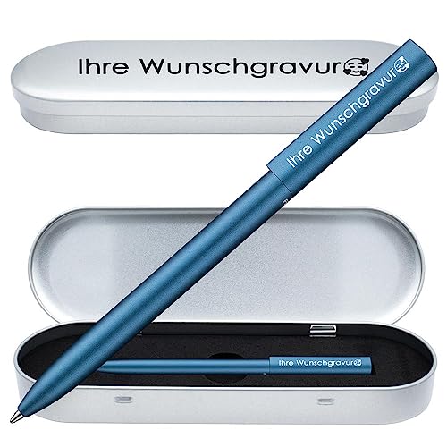 Pelikan Kugelschreiber Ineo® mit Gravur | inkl. Etui mit Wunschgravur (Platz für 10 Stifte) | Petrol - Blau | Kugelschreiber mit Gravur als Geschenk & Symbol mit Geschenkverpackung von Juwelier Schönschmied