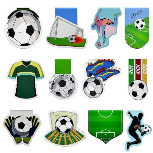 Juxtaposia Lesezeichen Magnetisch Kinder,12 Stück Magnetische Lesezeichen,Fußball-Thema Bookmark, Geeignet für Schüler, Jungen und Mädchen, die Spaß am Fußballspiel haben. von Juxtaposia