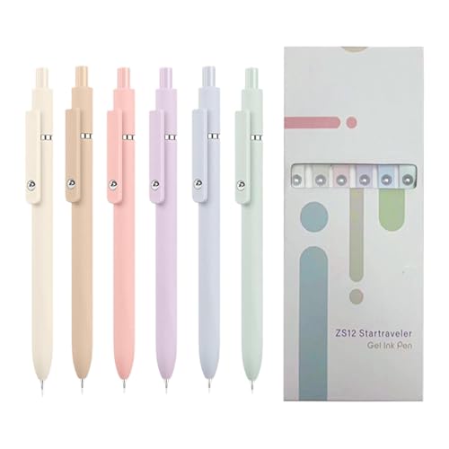 Gelstifte, Tinte Smooth Press Schreibstifte Set mit 6 Stück, schnell trocknende Gelschreiber mit 0,42 mm feiner Spitze, einziehbare Gelstifte für Studenten und Erwachsene, Premium-Gel-Schreibwerkzeuge von Jvjggag