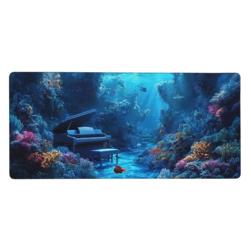 Blau Mauspad XXL 800 x 400 mm Schreibtischunterlage Unterwasser Mousepad mit rutschfeste Gummibasis, Wasserdicht Mousepad, Groß Erweiterter Gaming Mauspad für PC, Laptop, Home Office Deko j-329 Blau Mauspad XXL 800 x 400 mm Schreibtischunterlage Unterwasser Mousepad mit rutschfeste Gummibasis, Wasserdicht Mousepad, Groß Erweiterter Gaming Mauspad für PC, Laptop, Home Office Deko j-329 von Jvyaeen