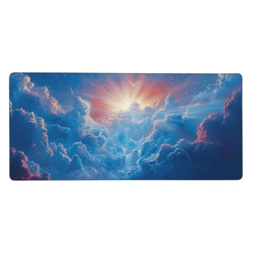 Gaming Mauspad XXL 1200x600 mm, Blau Mousepad Wolke Desk Mat mit Vernähte Kanten, Wasserdicht Anti-Rutsch Mouse Pad, Spezielle Oberfläche Verbessert Präzision und Geschwindigkeit für Gamer, j-545 Gaming Mauspad XXL 1200x600 mm, Blau Mousepad Wolke Desk Mat mit Vernähte Kanten, Wasserdicht Anti-Rutsch Mouse Pad, Spezielle Oberfläche Verbessert Präzision und Geschwindigkeit für Gamer, j-545 von Jvyaeen