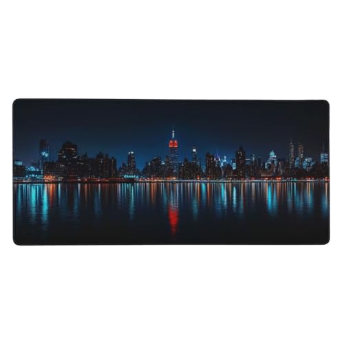 Gaming Mauspad XXL 1200x600 mm, Stadt Mousepad Landschaft Desk Mat mit Vernähte Kanten, Wasserdicht Anti-Rutsch Mouse Pad, Spezielle Oberfläche Verbessert Präzision und Geschwindigkeit für Gamer, j-94 von Jvyaeen