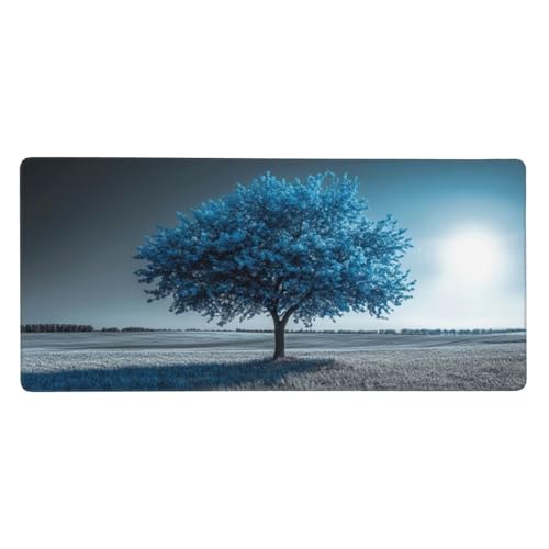 Gaming Mauspad XXL 700x400 mm,Blau Mousepad Landschaftsbaum Desk Mat mit Vernähte Kanten,Wasserdicht Anti-Rutsch Mouse Pad,Spezielle Oberfläche Verbessert Präzision und Geschwindigkeit für Gamer,j-71 von Jvyaeen