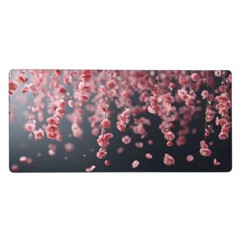 Gaming Mauspad XXL 900x300 mm, Rosa Mousepad Blumen Desk Mat mit Vernähte Kanten, Wasserdicht Anti-Rutsch Mouse Pad, Spezielle Oberfläche Verbessert Präzision und Geschwindigkeit für Gamer, j-207 von Jvyaeen