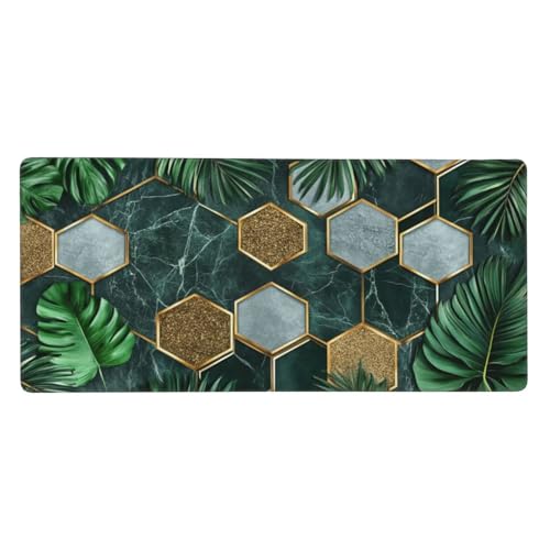 Mousepad Grün Schreibtischunterlage Pflanzen Mauspad XXL 900x400x3mm Mousepad Gaming Zubehör,Rutschfeste Desk Mat,Mouse Pad Wasserdicht und langlebig für Gaming,Büro,Zuhause,Geschenke für Frauen j-166 von Jvyaeen