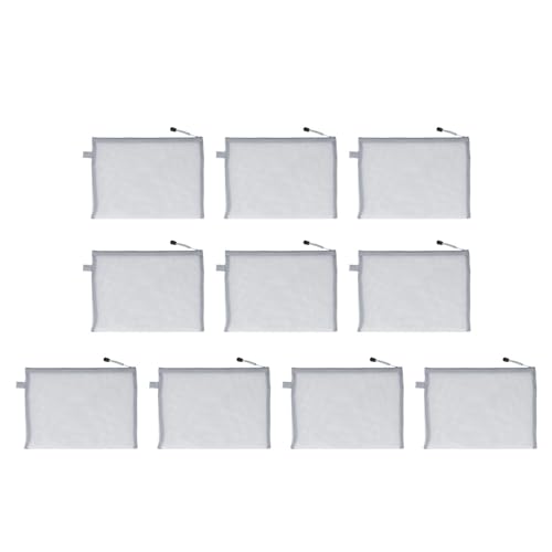 10 PCs Mesh Reißverschlussbeutelbeutel, transparente Dokumentbeutel mit Reißverschluss A4 -Papier für Bürodatei -Dokumentschule Schreibwaren (Grau) von Jwthee