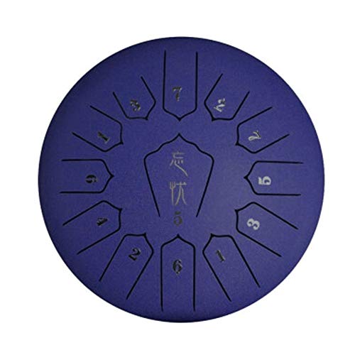 Jyuiipcz Steel Tongue Drum En Alliage D'acier 13 Sound Tambour ? Main Avec 1 Paar De Maillets + Sac De Rangement Pour Méditation Yoga Et Zen (Farbe: Steingrün) (Marineblau) von Jyuiipcz