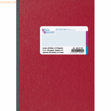 K+E Kladde A5 96 Blatt mit Register A-Z kariert von K+E