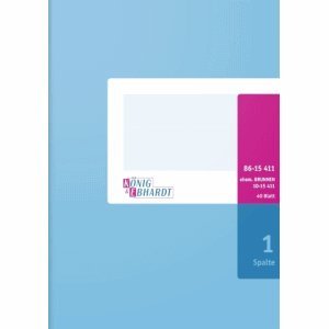 K+E Spaltenbuch mit Kopfleiste A5 1 Spalte 40 Blatt Karton hellblau von K + E