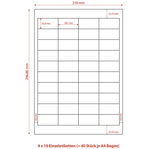 4000 Stk. Etiketten selbstklebend weiß, 48.5 x 25.4mm von K + M