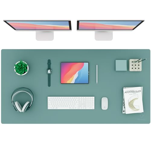 Knodel Tischunterlage, Schreibtischunterlage, 120 x 60cm PVC Tischunterlage, Laptop Tischunterlage, wasserdichte Schreibunterlage für Büro- oder Heimbereich, doppelseitig (Grün/Grau) von K KNODEL