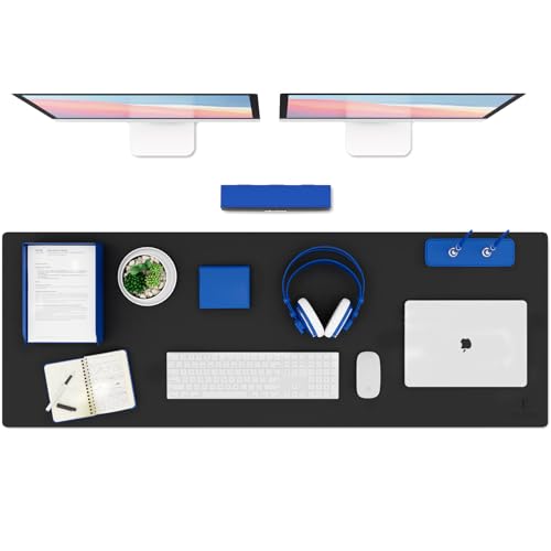 Knodel Tischunterlage, Schreibtischunterlage, PVC Tischunterlage, Laptop Tischunterlage, wasserdichte Schreibunterlage für Büro- oder Heimbereich, doppelseitig (Schwarz/Schwarz, 43cm x 120cm) von K KNODEL