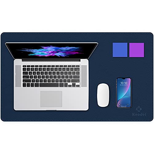 K Knodel Schreibtischunterlage, 60cm x 35cm PVC-Leder Tischunterlage, Wasserdichte Laptop Unterlage für Büro (Dunkelblau) von K KNODEL