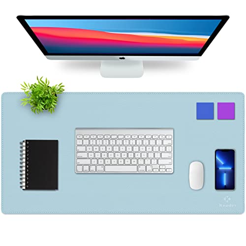 K Knodel Schreibtischunterlage, 80cm x 40cm PVC-Leder Tischunterlage, Wasserdichte Laptop Unterlage für Büro (Hellblau) von K KNODEL