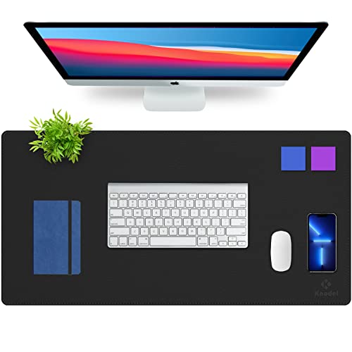 K Knodel Schreibtischunterlage, 80cm x 40cm PVC-Leder Tischunterlage, Wasserdichte Laptop Unterlage für Büro (Schwarz) von K KNODEL