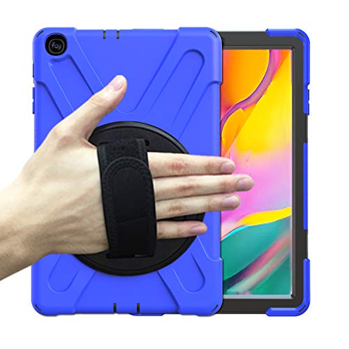 Schutzhülle für Samsung Galaxy Tab A 2019 10,1 Zoll SM-T510 / T515, Standfunktion, 360 Grad drehbar, 3 Schichten, Hybrid, strapazierfähig, stoßfest, Handschlaufe und Schultergurt, Design für T510 Tablet Blau blau von K LAKEY