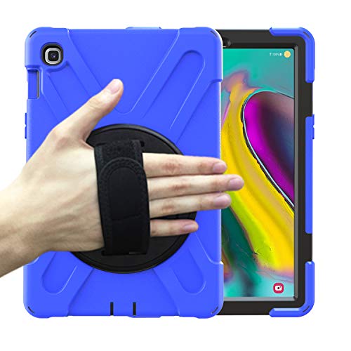 Schutzhülle für Samsung Galaxy Tab S5e 2019 10.5 SM-T720 / T725, mit Ständer und 3 Schichten, Hybrid, strapazierfähig, stoßfest, Handschlaufe und Schultergurt, für T720 Tablet blau von K LAKEY