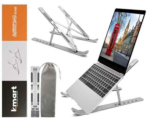 K-MART Einstellbarer Laptopständer, extra starker Laptopständer, Laptopständer, kompatibel mit MacBook Air, Pro, Dell, 10-15,6 Zoll (Silber) von K-MART