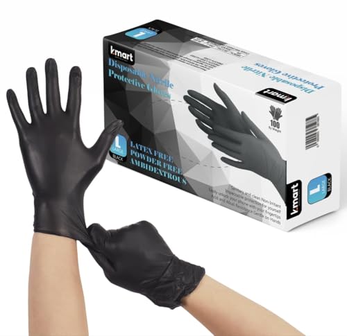 K-MART Einweghandschuhe, Schwarze Nitrilhandschuhe - 100 Stück Handschuhe, Handschuhe Einweg, Einmalhandschuhe für Küche, Reinigung, und Medizin von K-MART