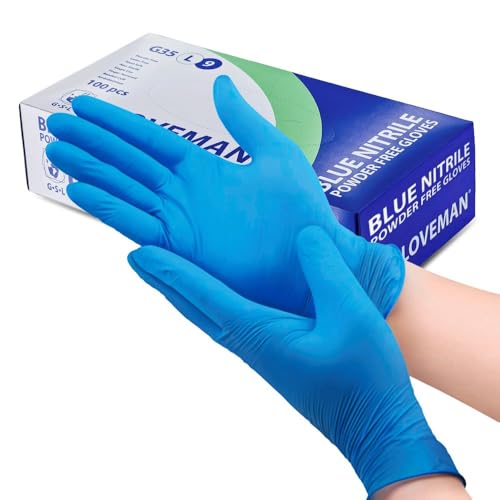K-MART Gloveman Blaue Nitril handschuhe 100er-Packung, puderfreie & latexfreie Einweghandschuhe (Klein) von K-MART